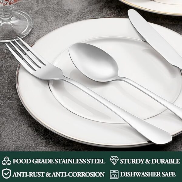 12 Piece Dinner Forks Set, Food-Grade Stainless Steel Silverware Forks, - Image 3