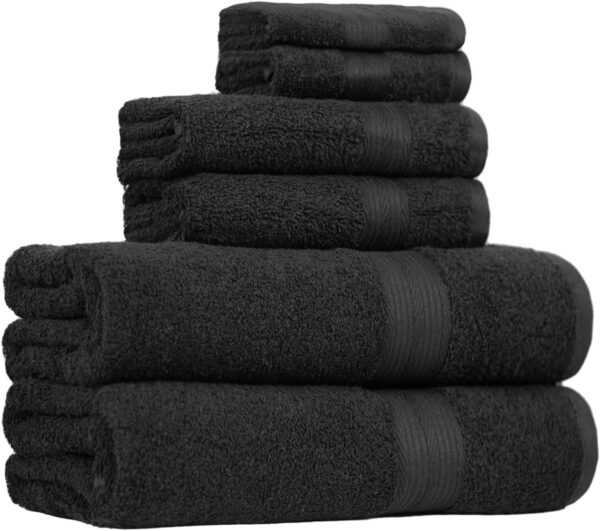 Amazon Basics 6 Piece Oversized Fade resistant Towel set, 100%