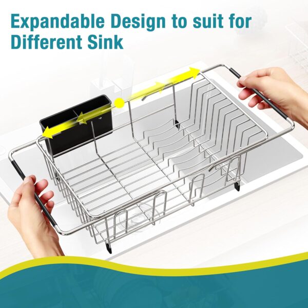 Expandable Stainless Steel Dish Drainers for Kitchen Counter, - Image 4