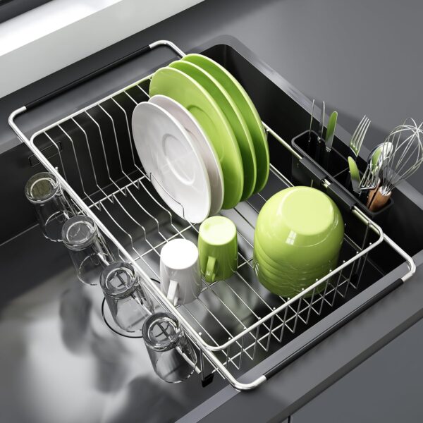 Expandable Stainless Steel Dish Drainers for Kitchen Counter, - Image 3