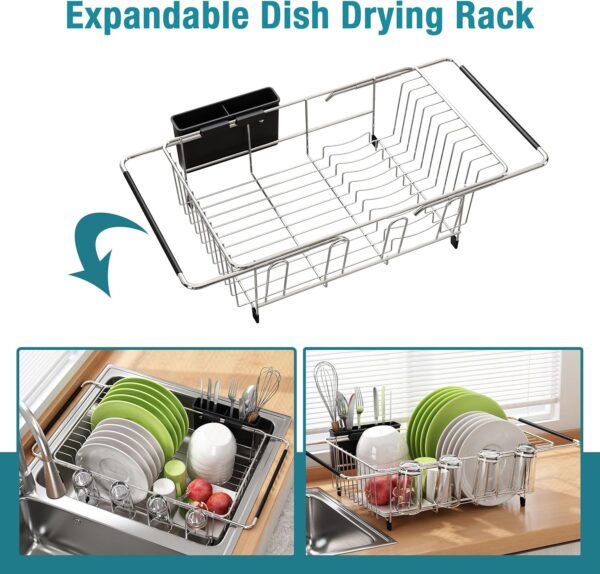 Expandable Stainless Steel Dish Drainers for Kitchen Counter,