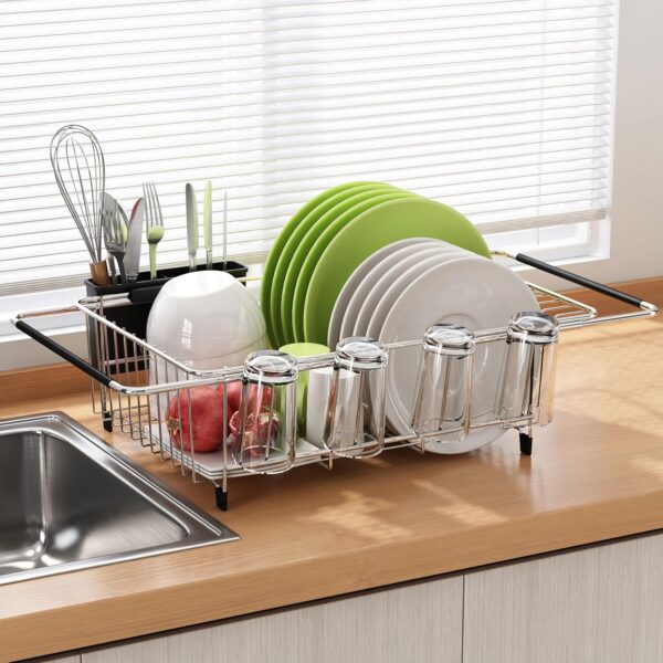 Expandable Stainless Steel Dish Drainers for Kitchen Counter, - Image 5